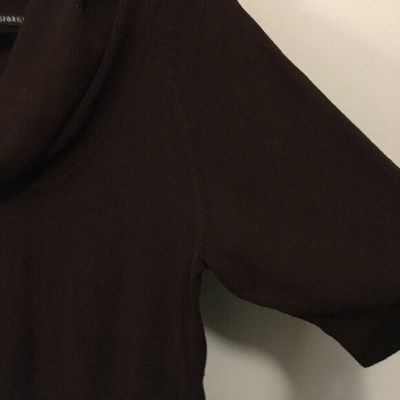 Brown Cowl Neck Ribbed Waist Short Sleeve Sweater - Picture 7 of 16